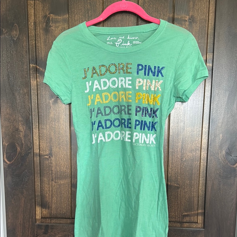 PINK Victoria's Secret Green Short Sleeve Tee